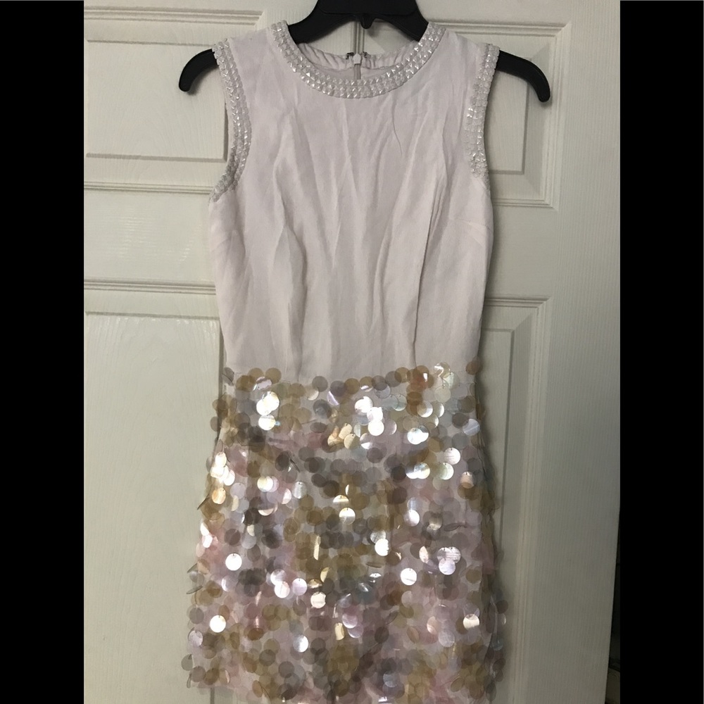 FRENCH CONNECTION Ivory Paillettes Party Dress - Picture 1 of 8